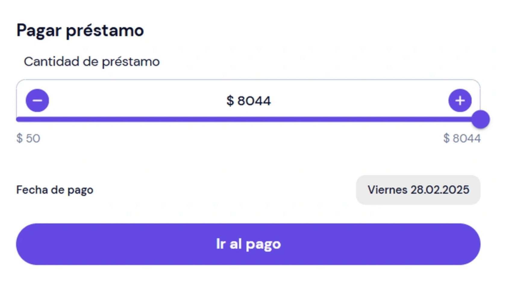 Haz clic en el botón “Ir al pago” junto al préstamo seleccionado