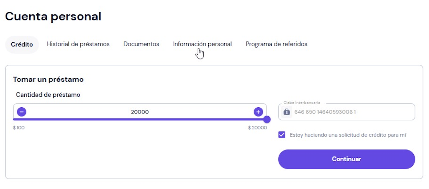 Ve a “Información personal”